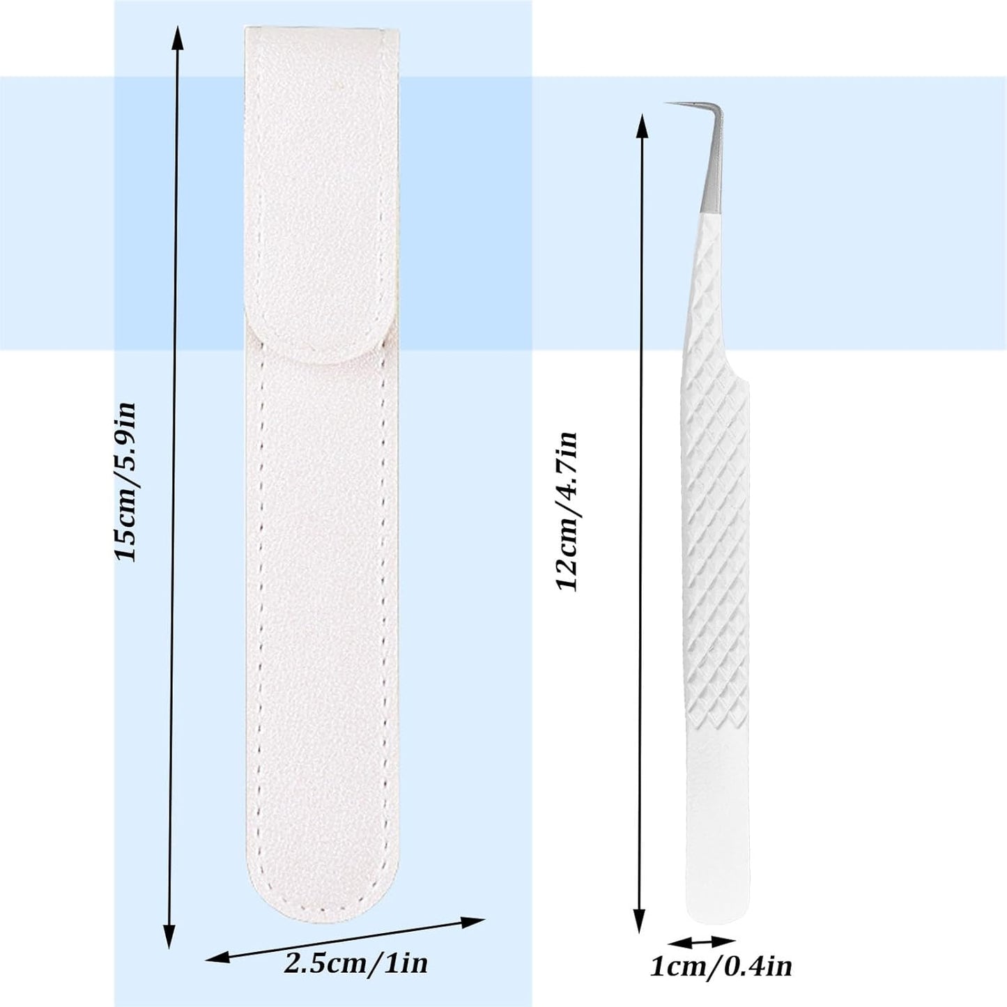 Lash Tweezers For Eyelash Extensions Fiber Tip Lash Tweezers For Women Precision Tweezers Professional Craft Tweezers, Fiber Tip Japanese Steel (White-90 Degree)