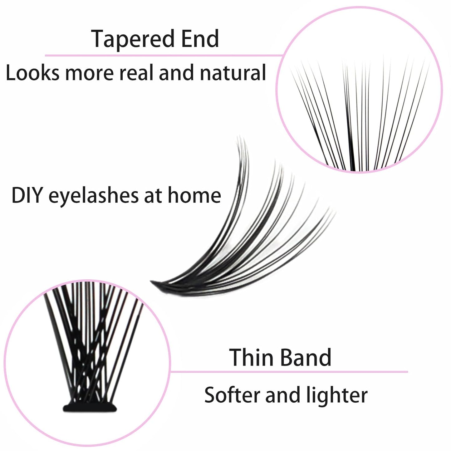 Lash Clusters LAUBESS Individual Lashes Waterproof Eyelash Clusters Mixed Tray Cluster Eyelash Extensions Soft Cluster Lashes for Beginners (20D-D-14)