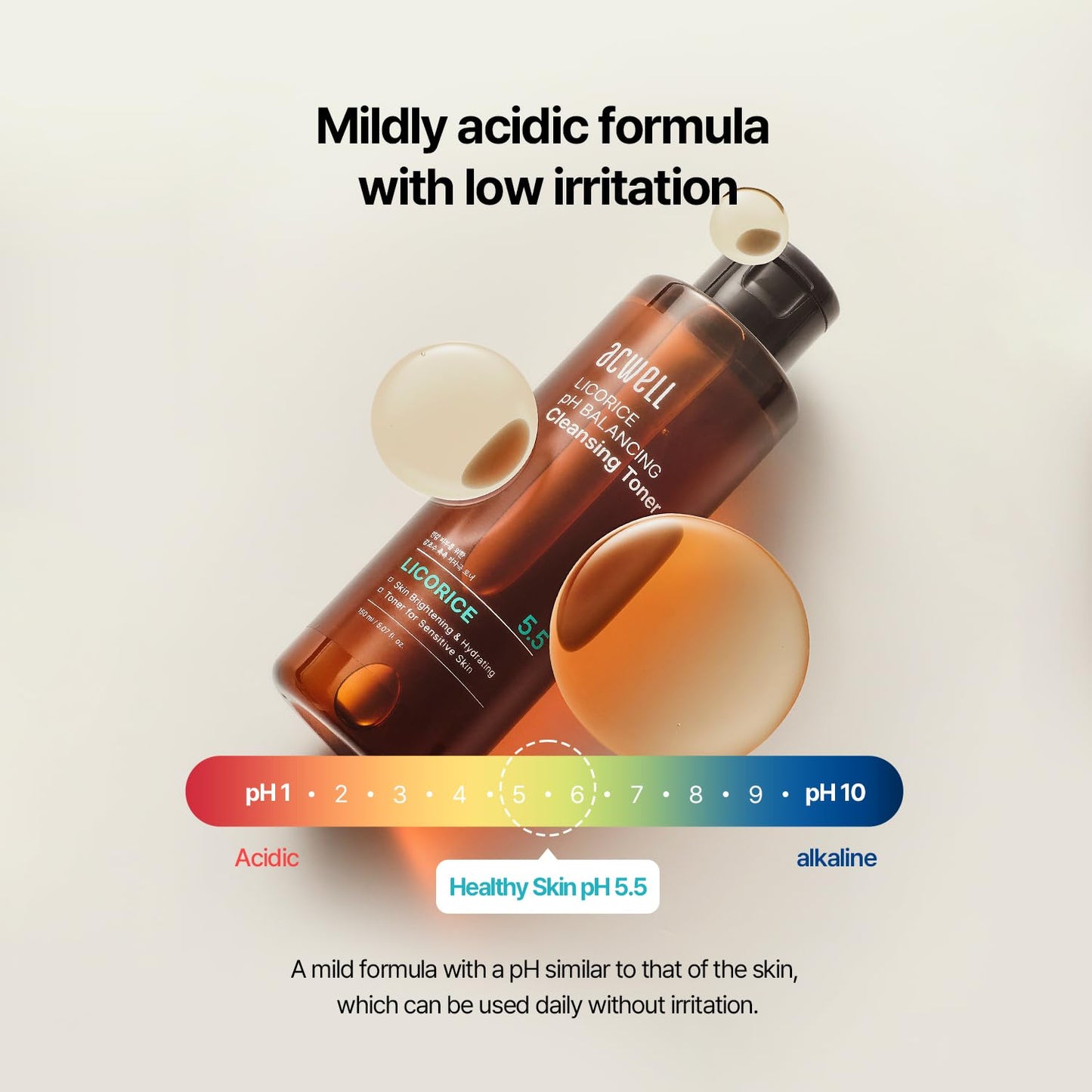 ACWELL Licorice pH Balancing Cleansing Toner 10.1 fl.oz. - PH5.5 Hydrating Makeup Cleansing Astringent - Skin Clearing, Reduce Pigmentation, Acne and Dark Spots