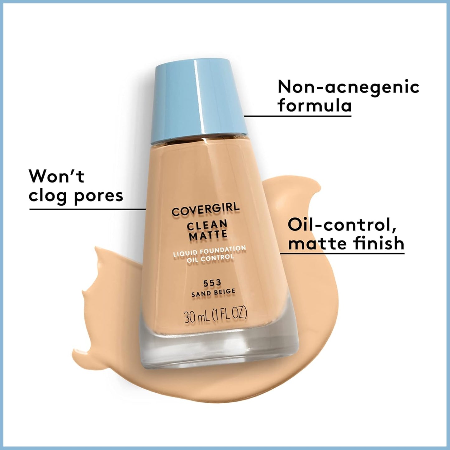 COVERGIRL Clean Matte Liquid Foundation Warm Beige 545, 1 oz (packaging may vary) (Pack of 3)