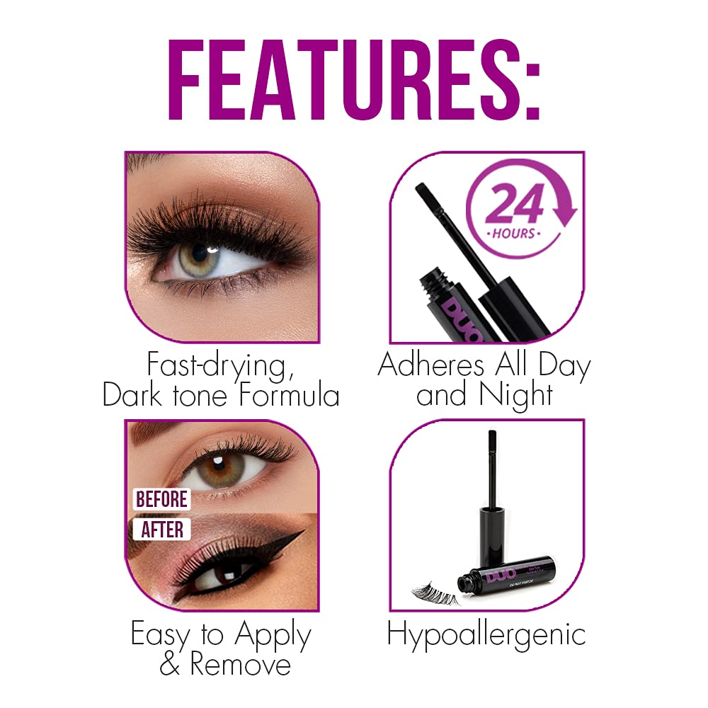 DUO Quick-Set Strip Lash Adhesive - Dark Tone, Quick-Drying, Long-Lasting, Water-Resistant Lash Glue for Strip & Individual Lashes, 0.18 oz, 1-Pack