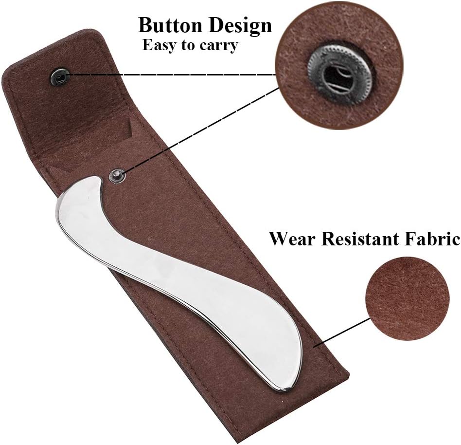 FeelFree Sport Stainless Steel Guasha Scraping Massage Tool-Muscle Scraper Tool for Soft Tissue, Physical Therapy for Back, Legs, Arms, Neck, Shoulder (A)