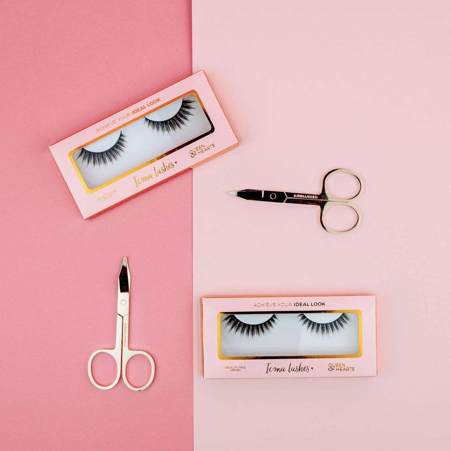 Eyelash Scissors - 24K Gold-Plated Stainless Steel Lash Scissors for Cutting False Lashes - Curved Scissors with Precision Tips for Trimming Cuticle, Eyebrow, Beard, Facial & Nose Hair