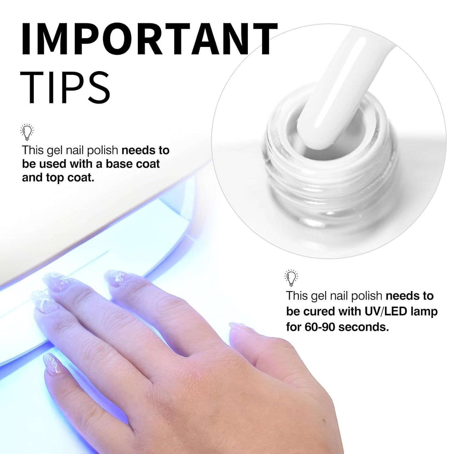 CANNI White Gel Polish – 1 Pc Pure White, High Gloss UV/LED Soak-Off Gel Nail Polish for French Manicure, DIY & Salon Quality for Grils & Women