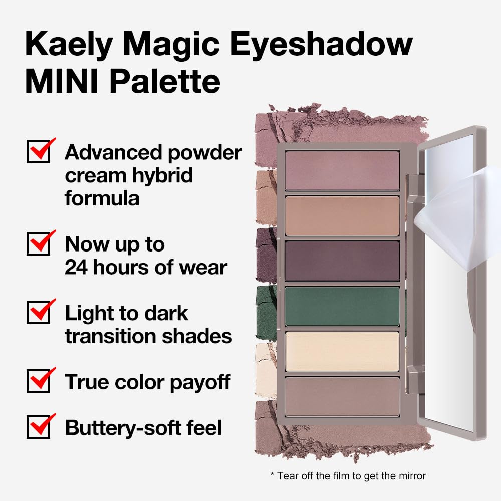 Kaely 6 Colors Mini Neutral Eye Shadow Palette Makeup, Taupe Rosy Brown Smokey Plum Forest Green Nude Beige Cocoa Brown Matte Eyeshadow Palette for Older Women Pigmented Waterproof, Cruelty-free, 11