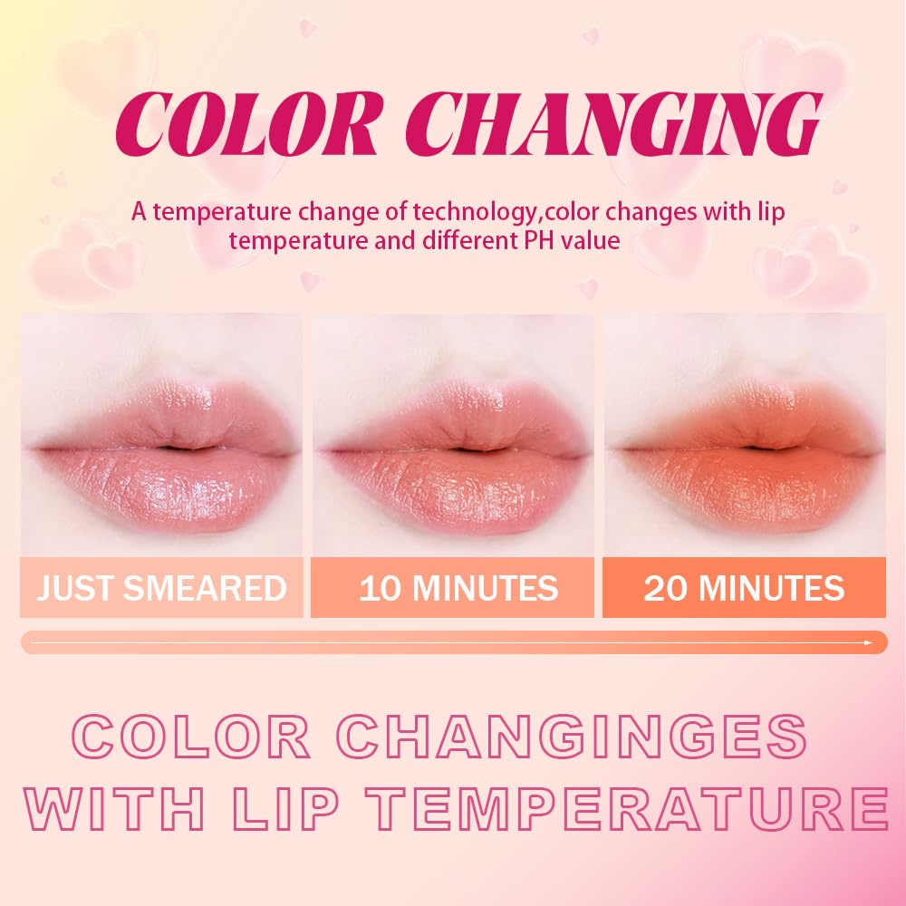 BINGBRUSH Color Changing Lipstick Set, PH Mood Peach Lip Balm and Gloss, Long Lasting Tinted Lip Stain (03# Coral Kiss, 1 Count (Pack of 1))