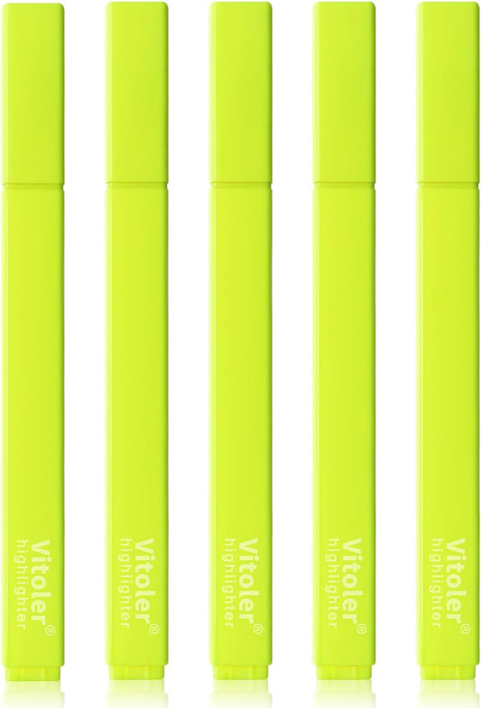 Vitoler Yellow Highlighter,5pcs Fluorescent Yellow Highlighter Chisel Tip,Cute Highlighters for School, Home, Office