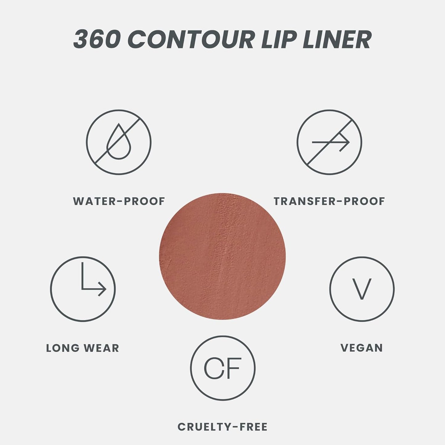 Wonderskin Lip Liner Pencil - 360 Contour Lipliner, Long Lasting, Sharpenable, Waterproof and Transfer-Proof Brown Lip Liner Pencil (Saddle)