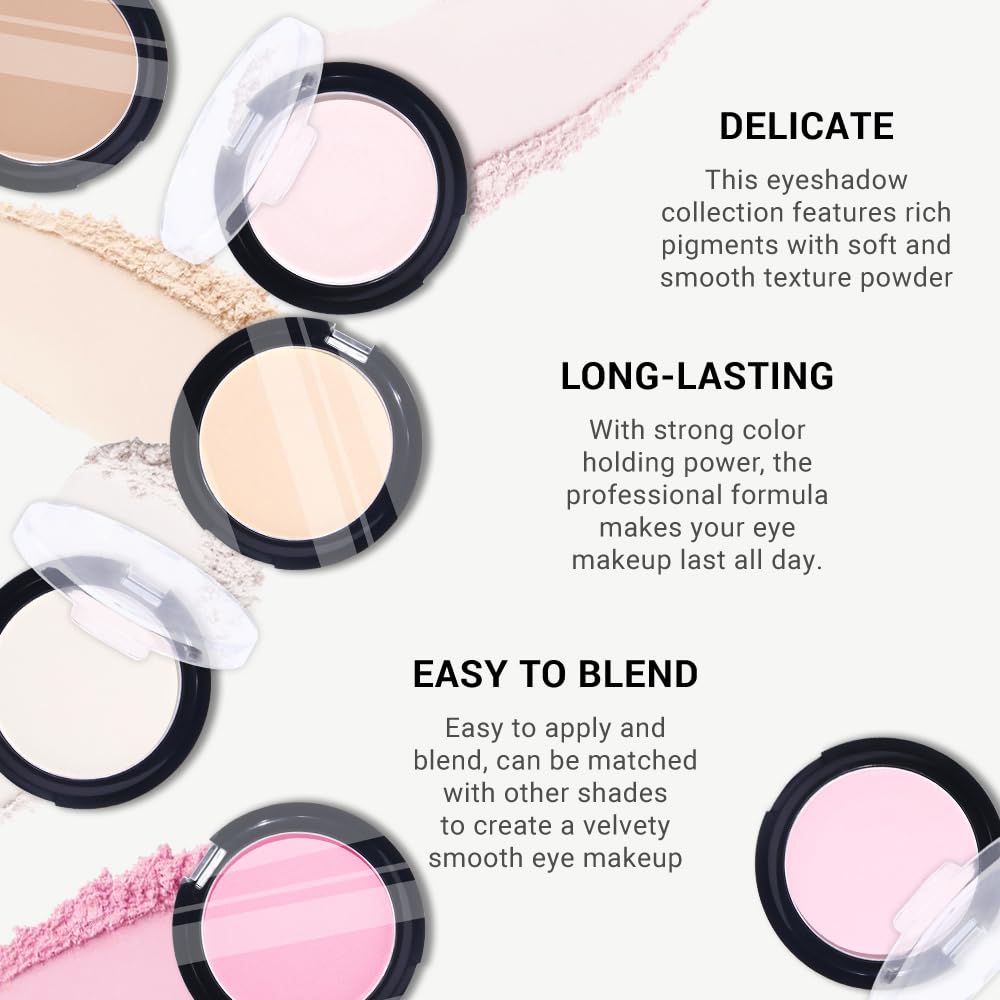 Monochrome Matte Eye Shadow Palette,Nude Beige Neutral Nude Matte Pressed Powder Single Eyeshadow,Natural Long Lasting Naturing-Looking Eyeshadow,Talc,Paraben Vegan & Cruelty Free