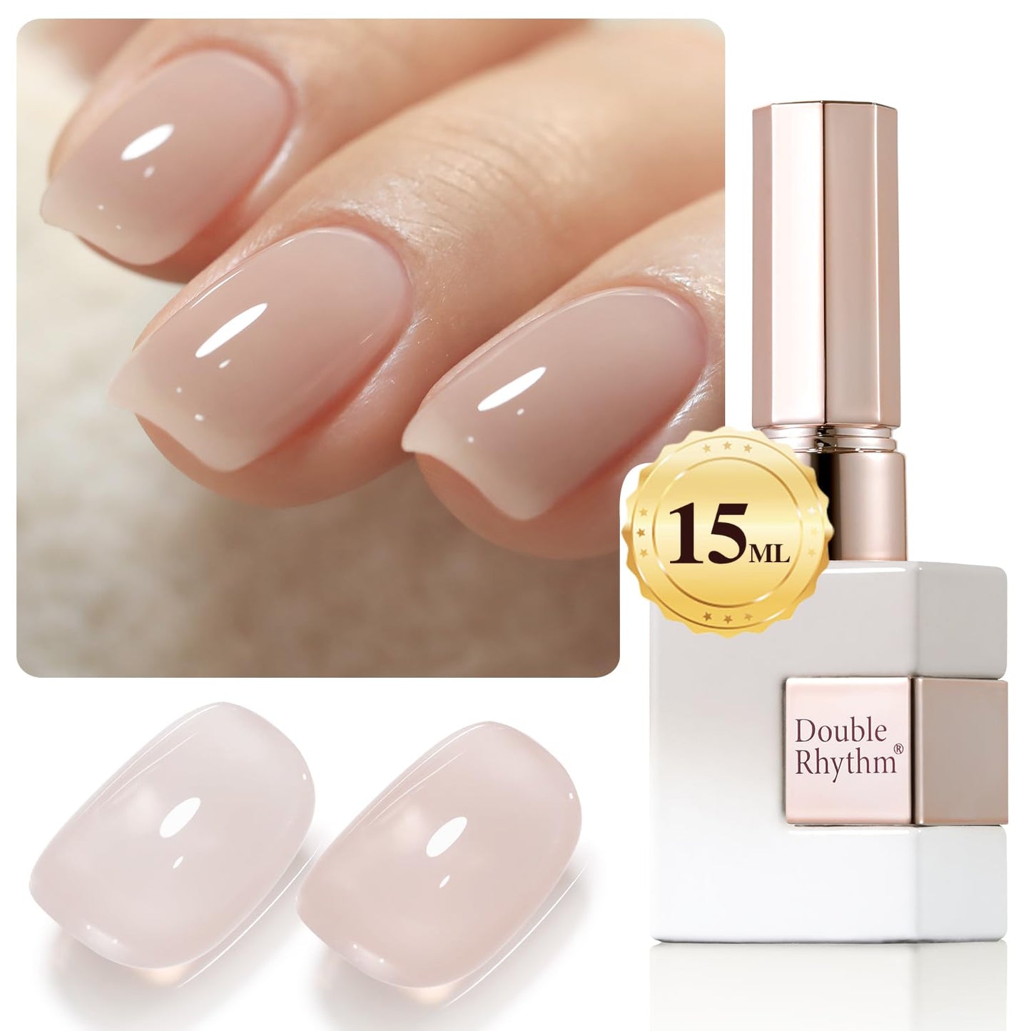 Double Rhythm 0.5Oz Translucent Gel Polish Sheer Neutral Natural Light Milky Same Color Same Bottle 15ML Jelly Gel Polish Art DIY at Home (Nude Beige-A1417)