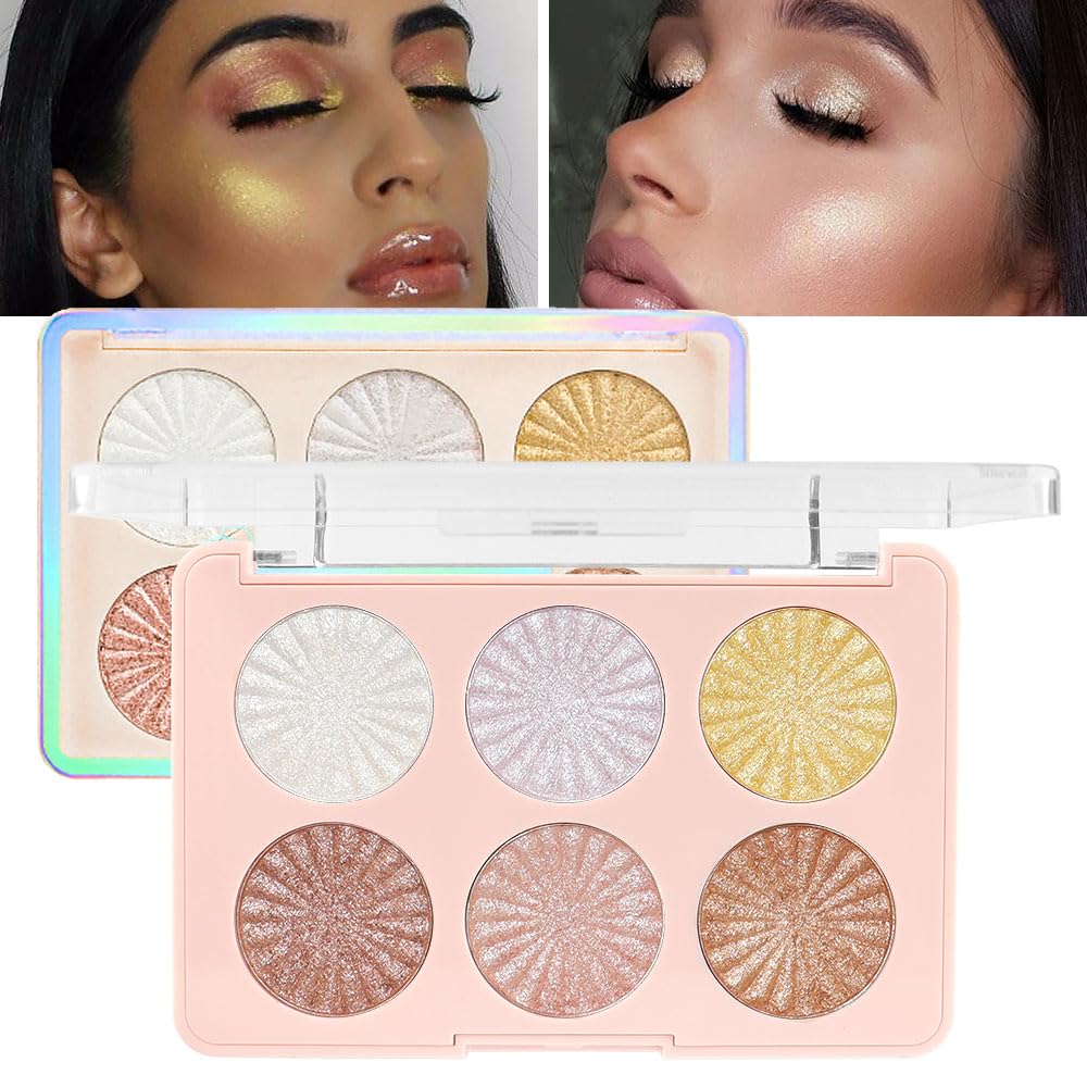 6 Colors Face Highlighter Makeup Palette iluminadores de maquillaje profesional luminizers Cheek Diamond Shimmer Stick Glitter Bronzer and Highlighter Palette makeup illuminators highlighters for face