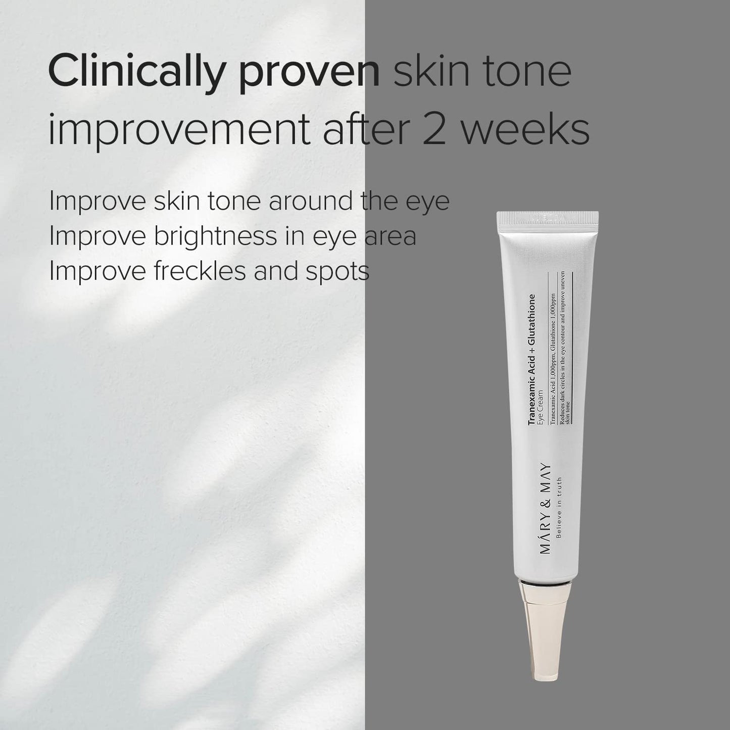 Mary&May Tranexamic Acid + Glutathione Eye Cream, Tranexamic Acid 1.05 Fl Oz / 30ml | Reduces Dark Cireles in the Eye, Improve Uneven Skin Tone | EWG Green