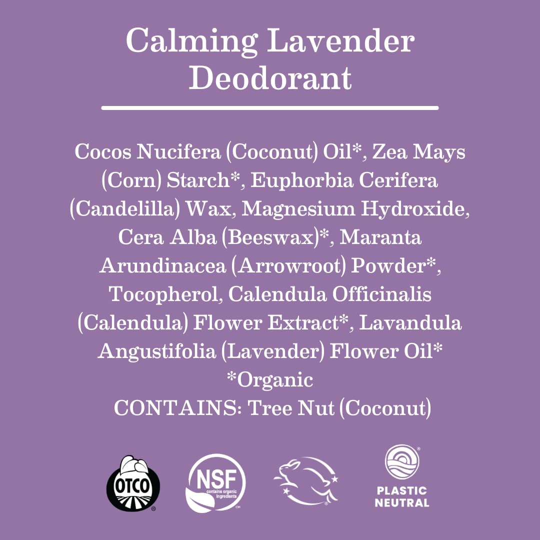 Earth Mama Calming Lavender Deodorant | Safe for Sensitive Skin, Pregnancy and Breastfeeding, Contains Organic Lavender, Calendula and Coconut Oil, No Baking Soda or Aluminum, 2.65-Ounce