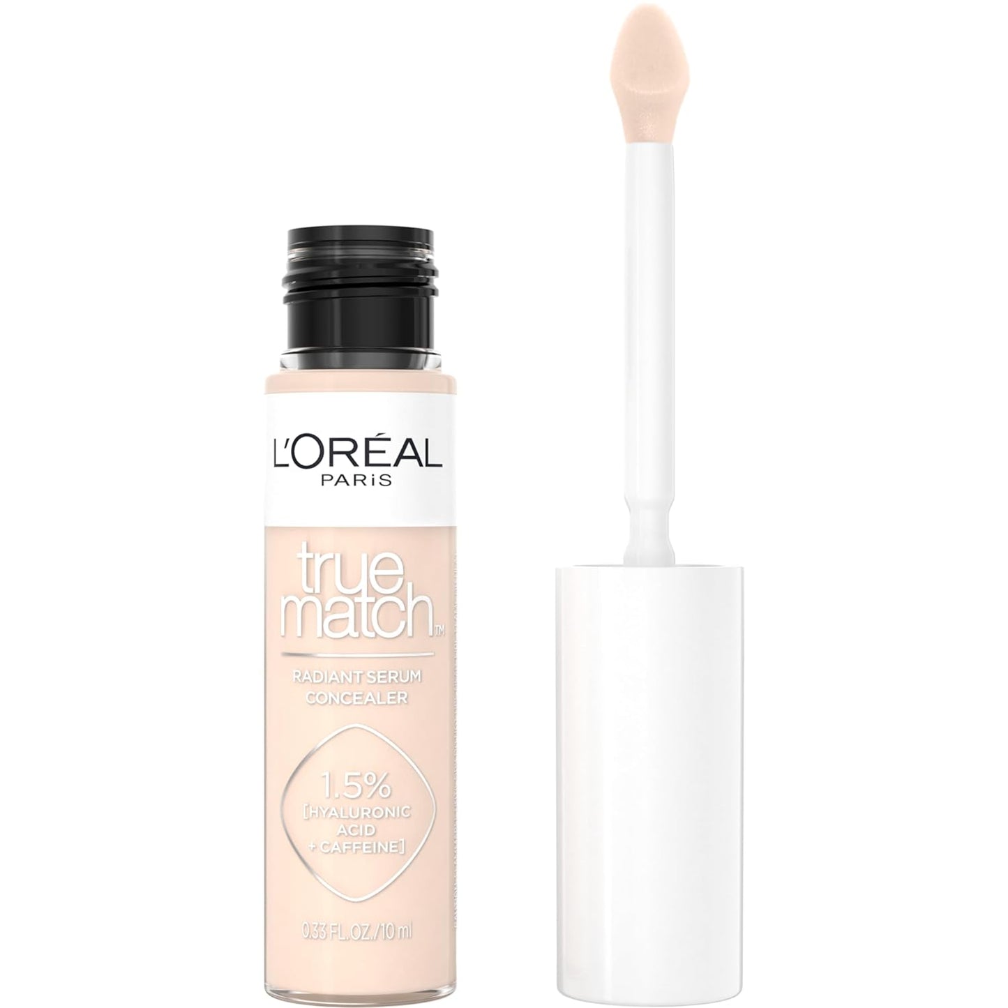 L’Oréal Paris True Match Radiant Serum Concealer, Brightening Under Eye Concealer Make Up with 1.5% Hyaluronic Acid and Caffeine, W1, 0.33 Oz