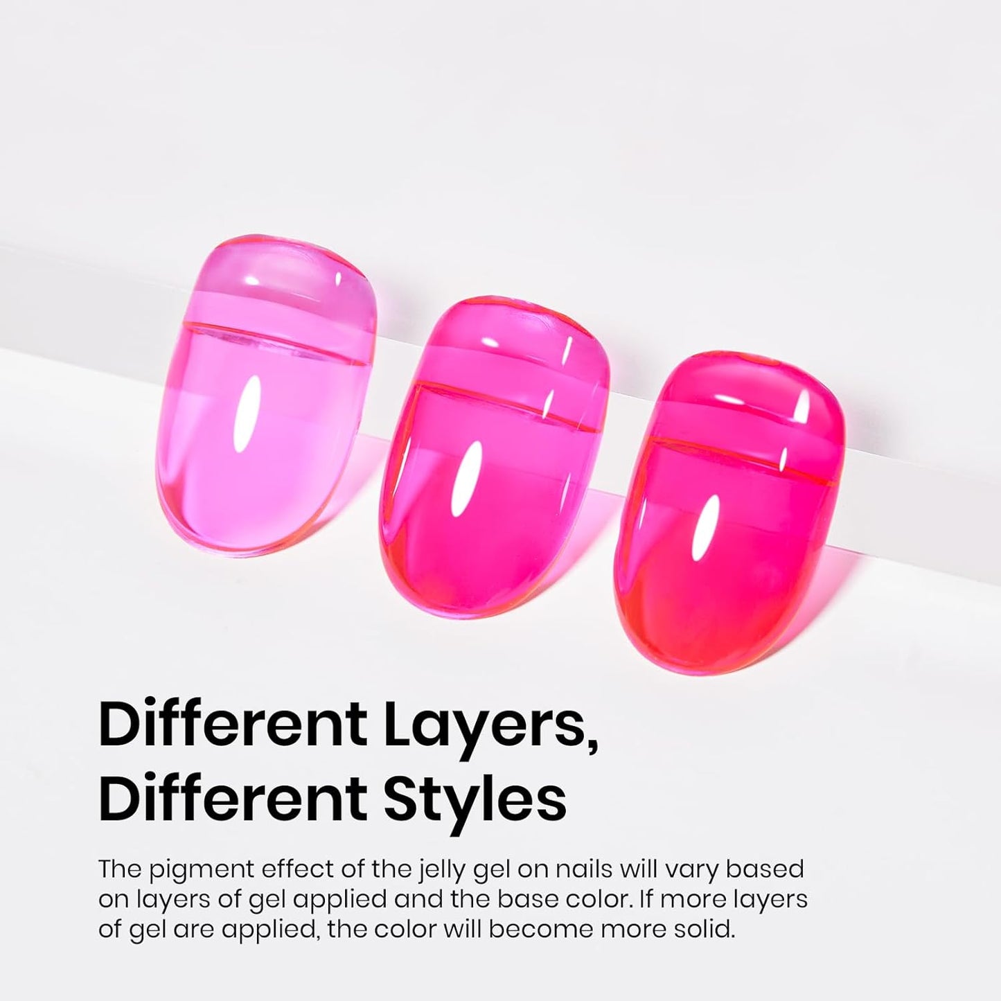 Beetles Hot Pink Gel Polish, 15ML Neon Hot Pink Jelly Gel Nail Polish Sheer Translucent Effect Summer Color Gel Soak Off UV Vibrant Night Series French Nail Art Manicure Gift for Women