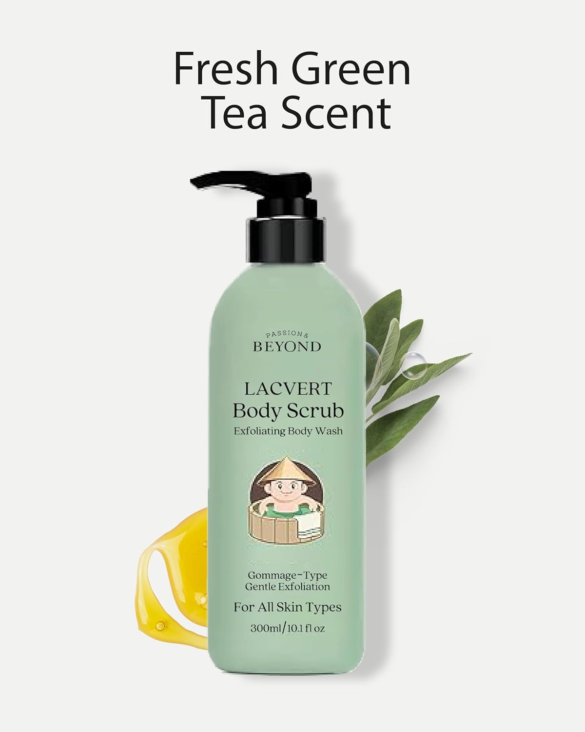 BEYOND Lacvert Body Scrub Peeling Gel (Green Tea, 10.1fl oz) - Body Wash & Shower Gel for Gentle Exfoliation & Home Spa. Korean Daily Skin Care. Gommage-Type for Smooth,