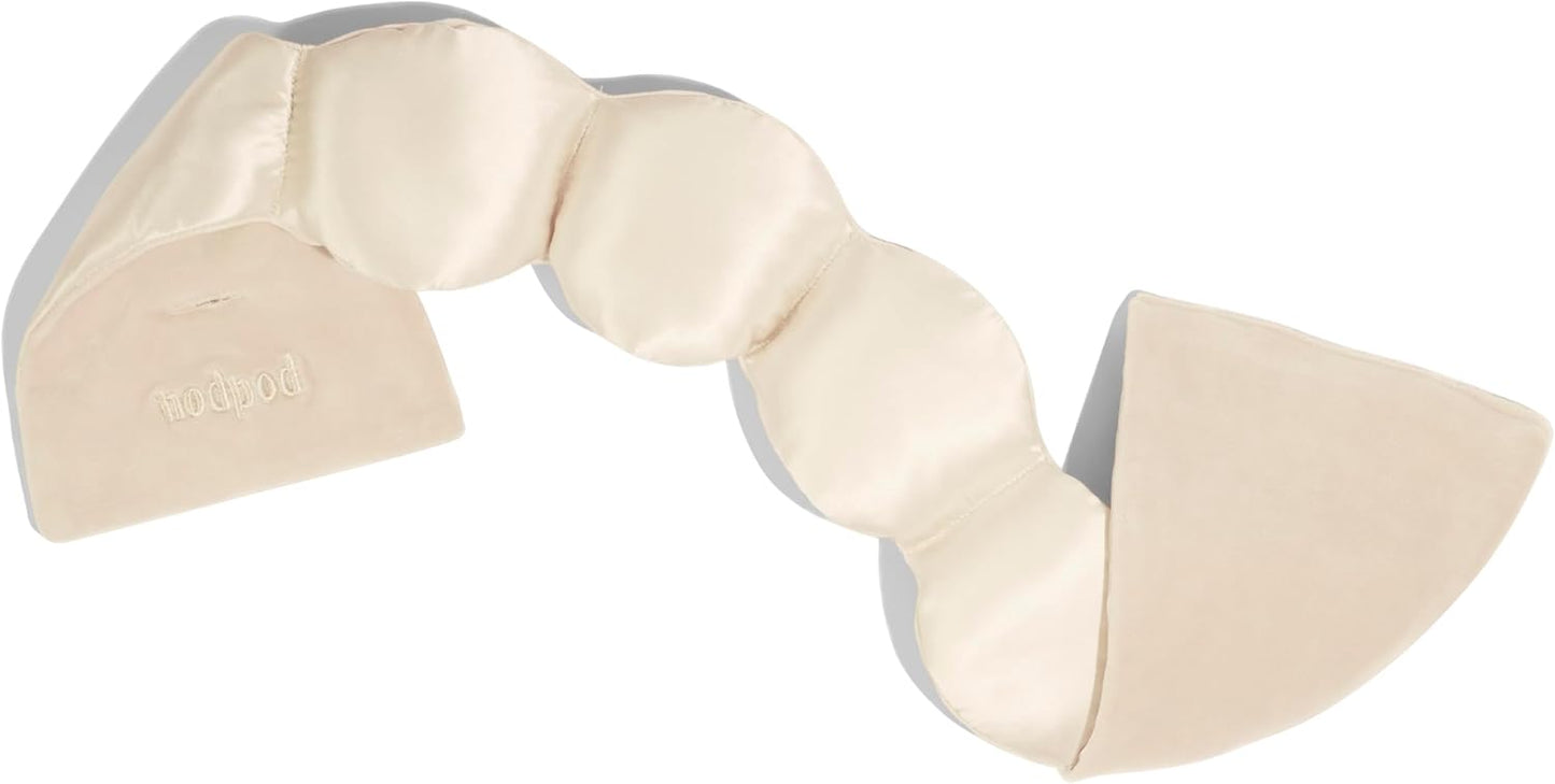 Nodpod Gentle Pressure Silk Sleep Mask | Patented Light Blocking Design for Sleeping, Travel & Relaxation | Bead Filled, Machine Washable (Pearl)