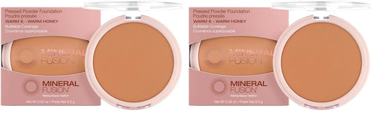 Mineral Fusion Pressed Powder Foundation, Warm 6, 0.32 Ounce (Pack of 2)