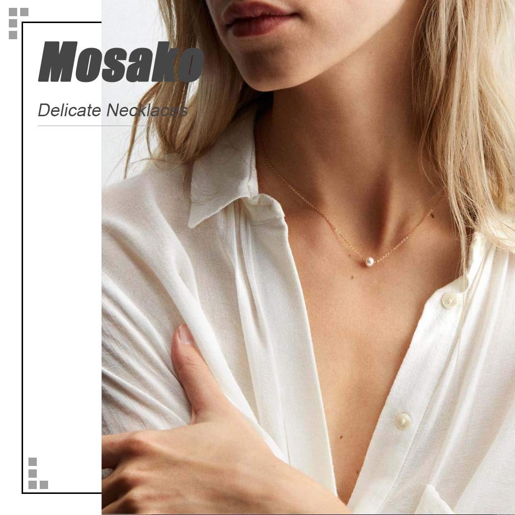 Single Pearl Pendant Necklace Chain Gold Necklace Short Necklaces for Women and Girls (Gold)