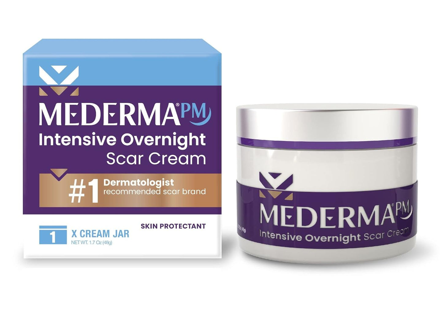 Mederma Stretch Marks Therapy, Helps Prevent and Treat Stretch Marks, Safe to Use When Pregnant & PM Intensive Overnight Scar Cream, Works with Skin's Nighttime Regenerative Activity