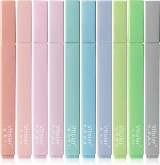 Vitoler Bible Highlighters with Soft Chisel Tip,10Pcs,Lake Colors,Aesthetic No Bleed Bible Highlighter Pastel,Cute Highlighters for School Office Supplies