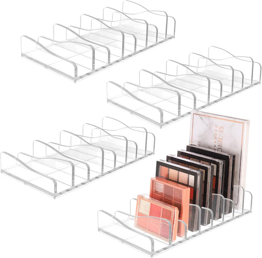 FLMOUTN 4 Pack Makeup Pallet Organizer Eyeshadow Palette Organizers Acrylic 8-Cell Make up Palette Holder Cosmetic Storage for Contour Kit, Eye Shadow, Blush