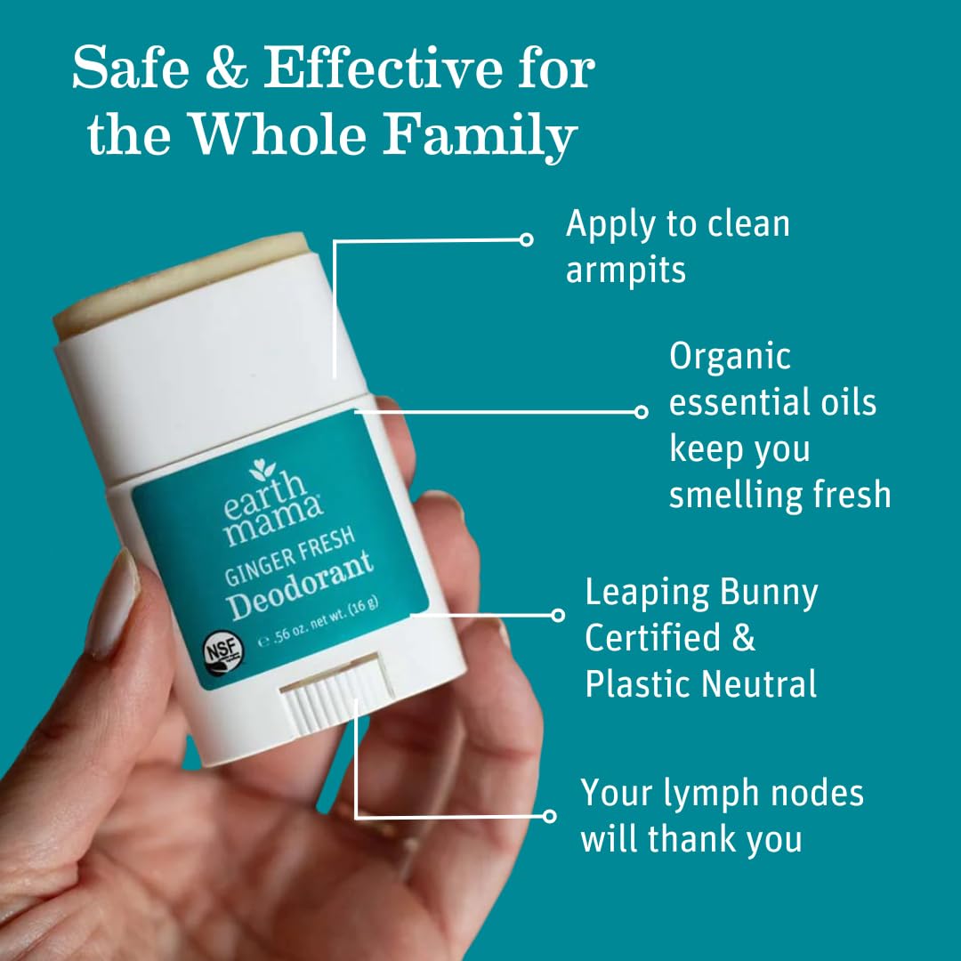 Earth Mama Mini Deodorant Travel Set | Safe for Sensitive Skin, Pregnancy and Breastfeeding, Contains Organic Calendula with No Fragrance Chemicals, No Baking Soda or Aluminum (4-Pack)