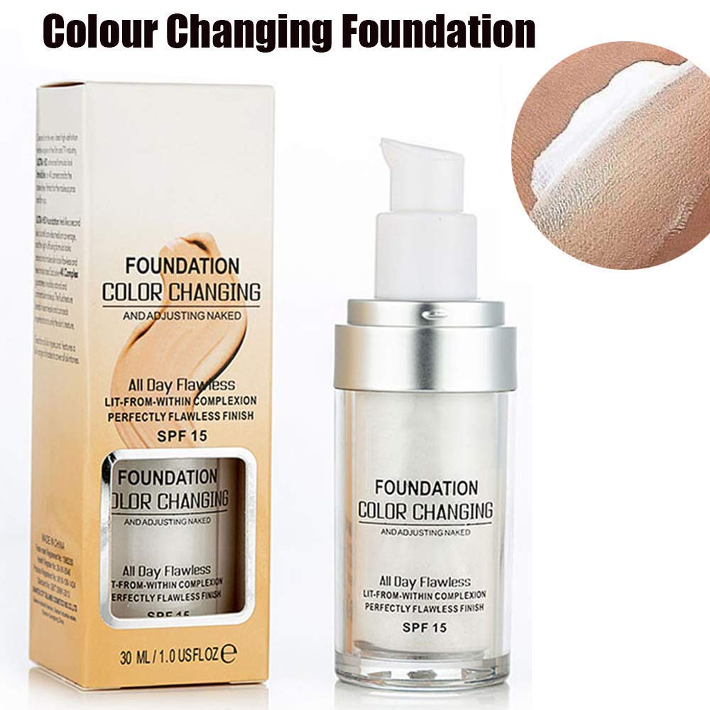 TLM Concealer Cover Cream, Flawless Colour Changing Foundation Makeup, Warm Skin Tone Foundation liquid Base Nude Face Moisturizing Liquid Cover Concealer for Women and Girls
