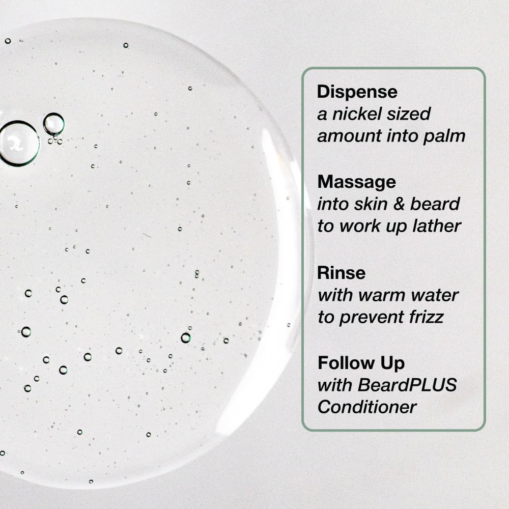 ZEUS BeardPLUS Shampoo for Men, Enhanced Beard Growth & Hair Care Treatment with Biotin & Caffeine to Boost Thickness, Strength, Hydration, and Skin Comfort (Made in USA) 6 oz.