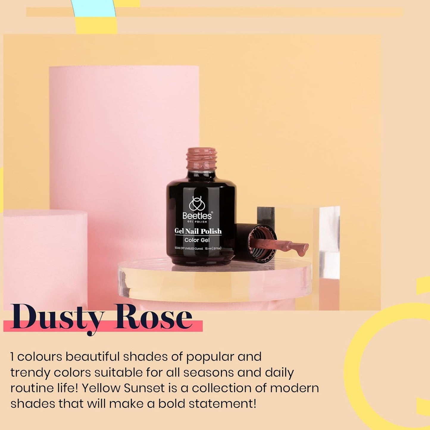 Beetles Mauve Gel Nail Polish – 15ml Dusty Rose Gel Polish Dried-Rose Dusty Pink Fall Soak Off UV LED Nail Lamp Nail Art Manicure Salon DIY Home for Women