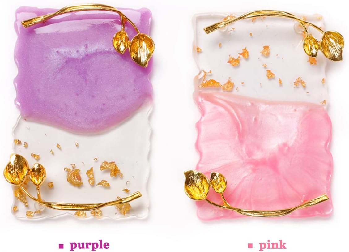 2023 Retro Nail Art Palette, Nail Painting Mixed Color Palette with Leaves Handle, Nail Holder Gel Color Makeup Display Board Pallet (Purple)