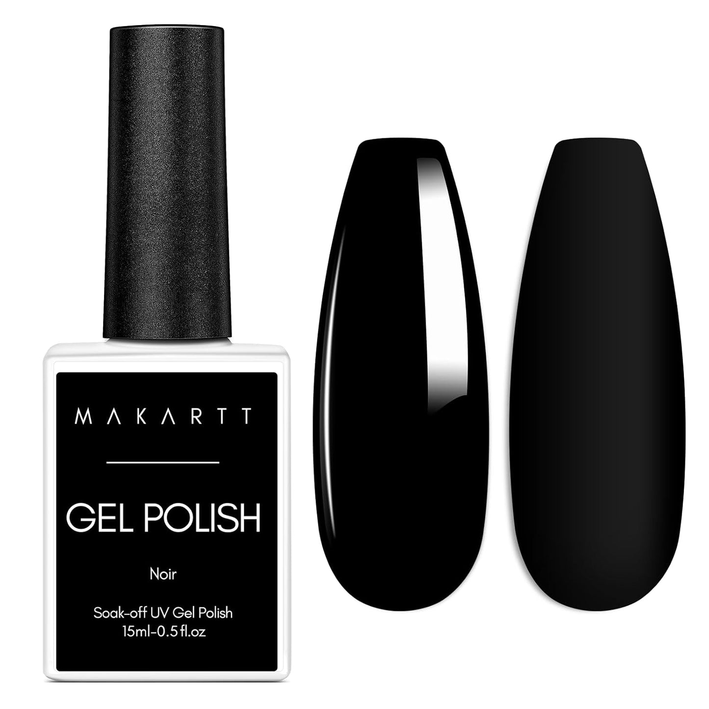 Makartt Black Gel Nail Polish 15ml, Noir Soak Off Gel for DIY Manicure & Nail Art Designs, UV/LED Light Cured, Long-Lasting Finish for Home & Salon Use