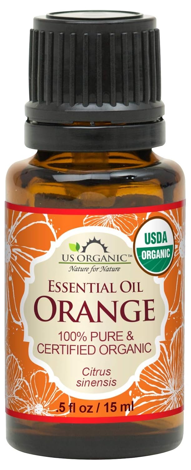 US Organic 100% Pure Sweet Orange Essential Oil - USDA Certified Organic - 15 ml - w/Improved caps and droppers (More Size Variations Available)