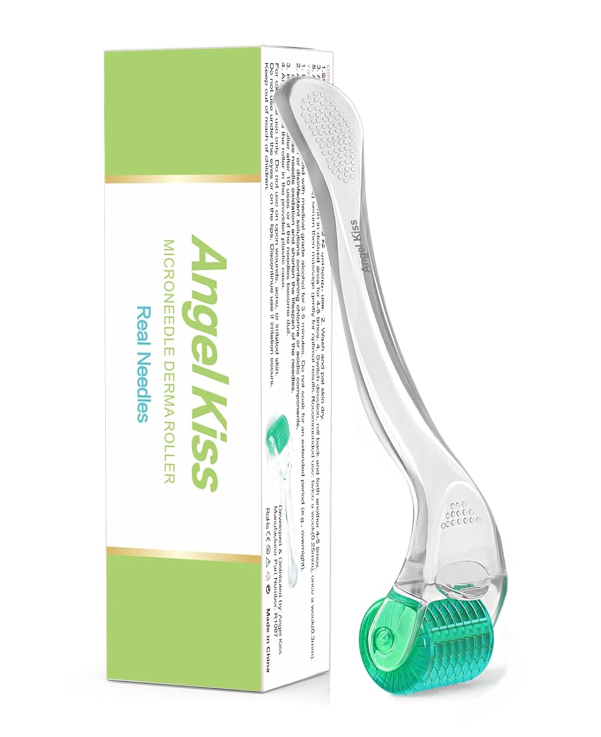 Derma Roller Titanium Real Needle 0.25mm - Angel Kiss 192 Individual Microneedling Roller with Case - Dermal Roller for Face - At Home Facial Skin Roller for Women Men