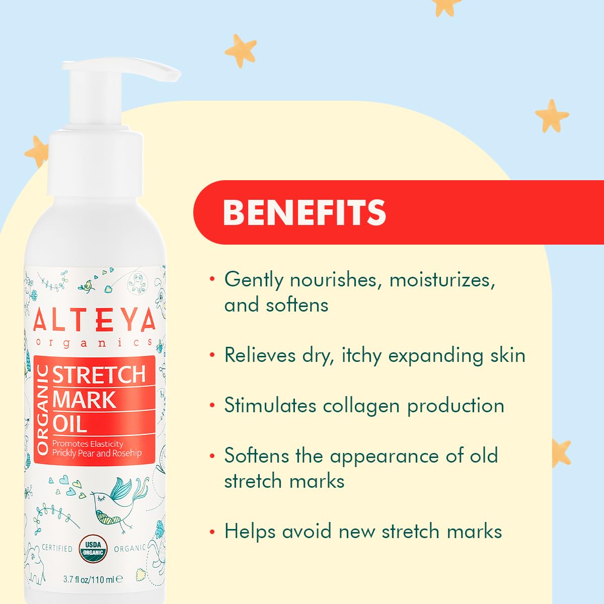 Alteya Organics Organic Pregnancy Stretch Oil 3.7 Fl Oz/110mL