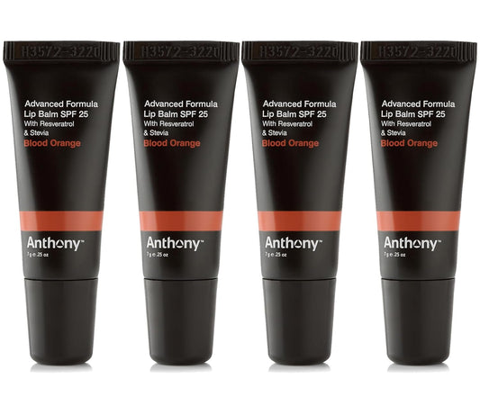 Anthony 25 SPF Lip Balm with Sunscreen for Lips – Contains Green Tea Extract, Shea Butter & Vitamin E – Moisturizing Repair Care Treatment for Chapped & Dry Lips - Blood Orange Flavor - 4 Pack