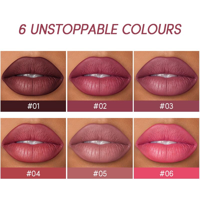 USHAS Lipstick and Lip Liner Combo Set 2 in 1 Waterproof Lipstick for Women Lip liner Set Long Lasting Lipstick, Matte Lipstick Pen with Lip Liner Set Makeup Kits (G2, Pack of 1)