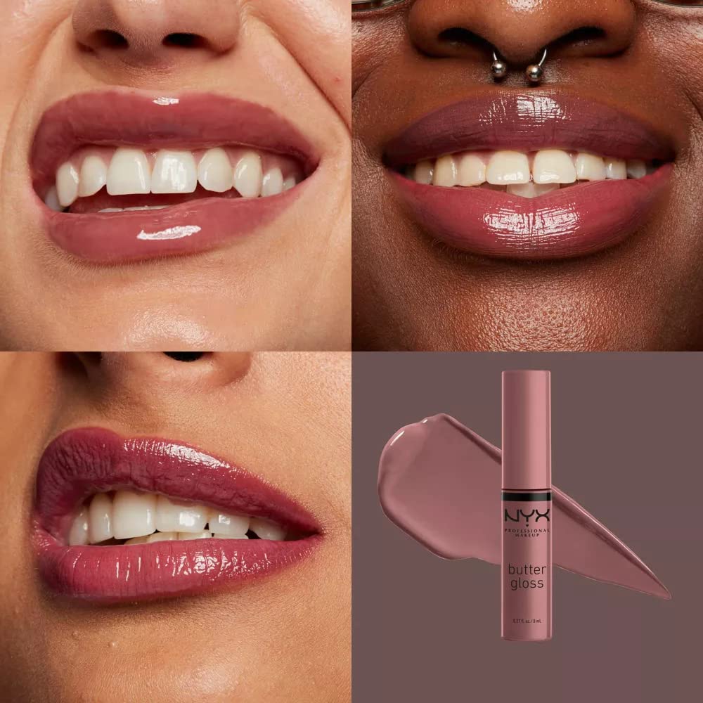 NYX PROFESSIONAL MAKEUP Butter Gloss, Non-Sticky Lip Gloss - Cinnamon Roll (Dusty Nude Mauve)