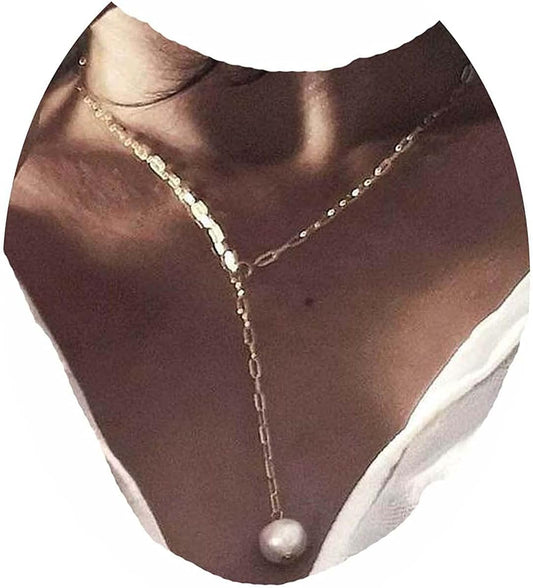 Long Pearl Necklace Pearl Lariat Y Necklace Chain Vintage Minimalist Necklace Jewelry for Women and Girls