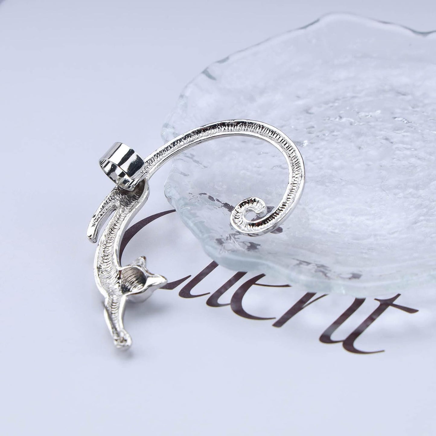 Boho Silver Cat Earrings Cat Ear Climber Earrings Long Cat Crawler Stud Earring Pet Cat Clip on Earrings Jewelry for Women and Girls