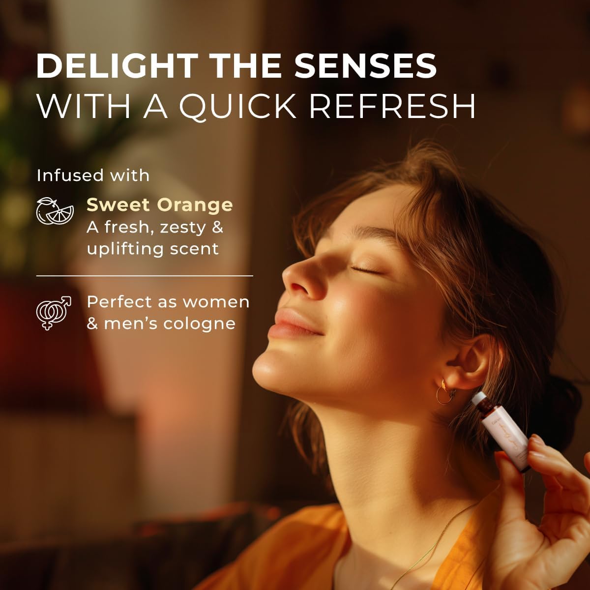 Gya Labs Sweet Orange Essential Oil Roll On For Instant Revitalization & Joyful Well-Being - 100% Pure Natural Uplifting Citrus Leak-Proof Travel Size Roller, Pre-Diluted With Carrier Oil - 0.34 fl oz