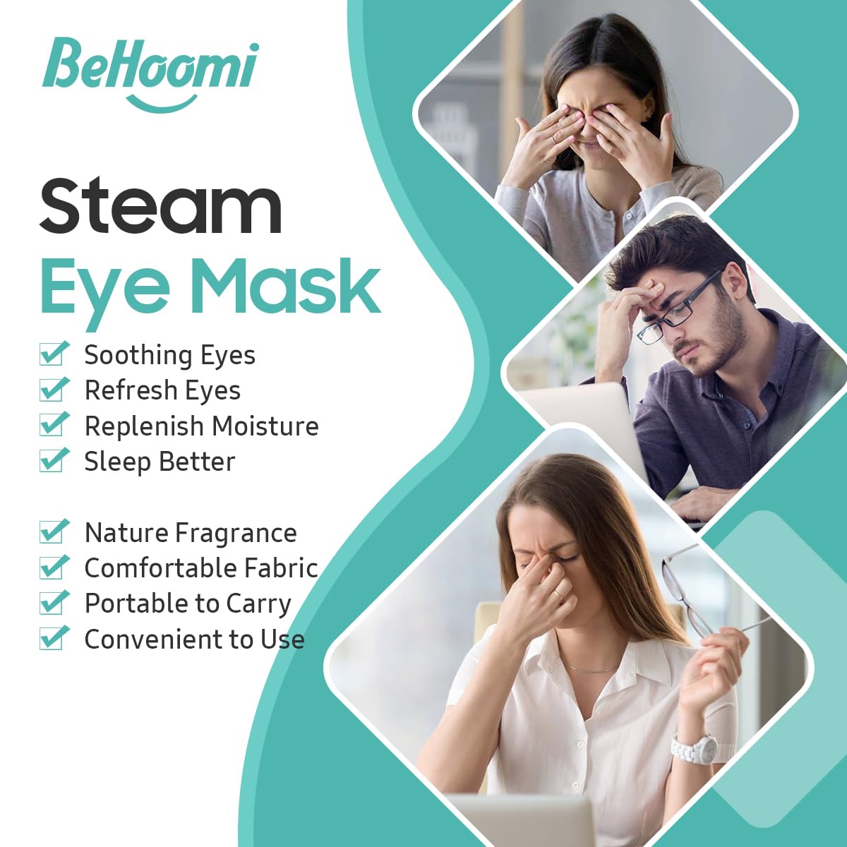 Steam Eye Mask, 20 Packs Heated Eye Mask Warm Compress for Eyes, Disposable Self Heating Eye Mask for Sleep, Spa, Travel Essentials & Relaxation Gifts for Women, Men (Unscented)