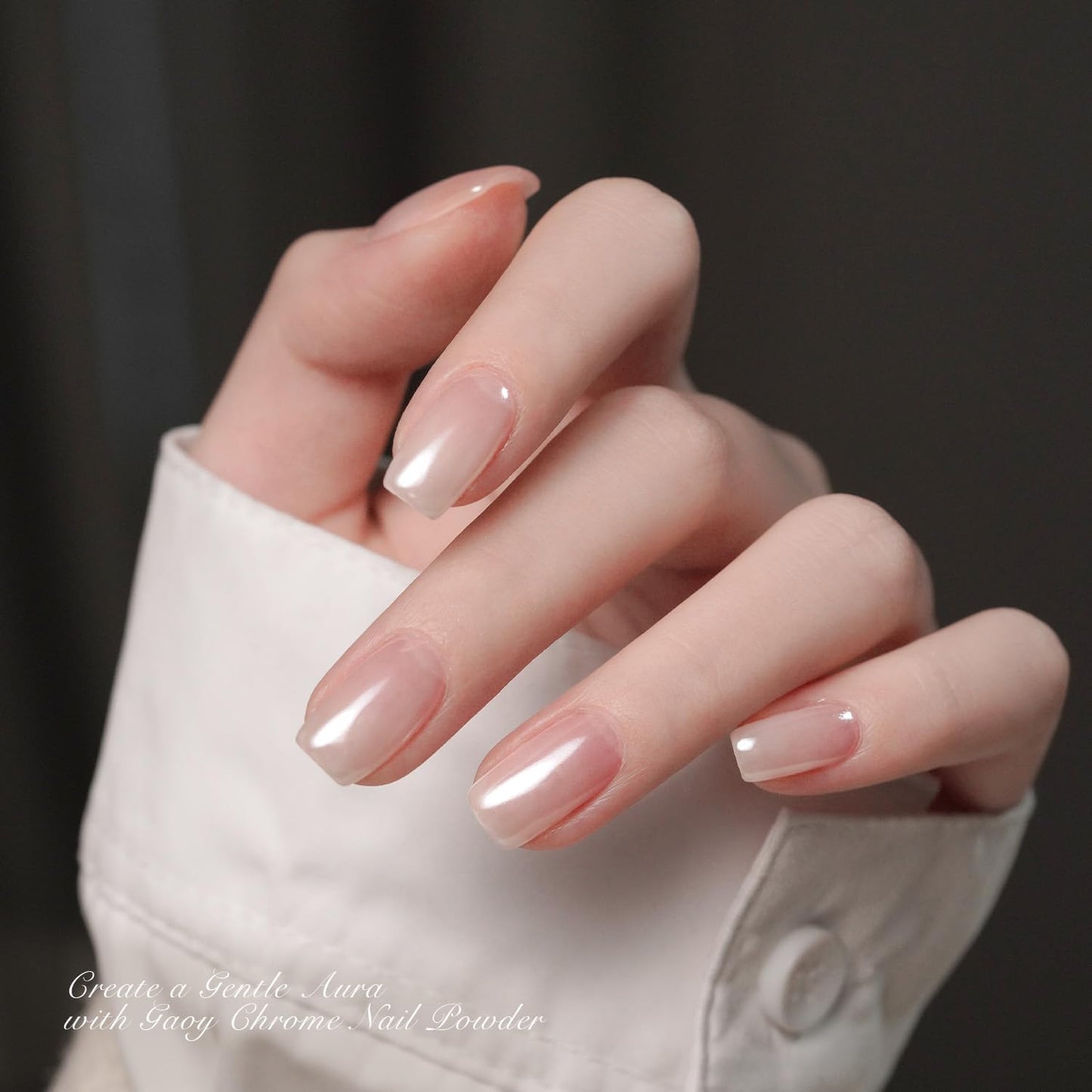 GAOY White Pearl Chrome Nail Powder, Mirror Effect Shimmer Glitter Pigment Mermaid Aurora Nail Art Decorations, Lustrous White