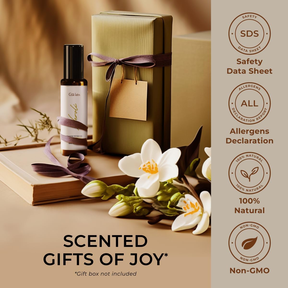 Gya Labs Neroli Essential Oil Roll on for Skin - 100% Pure Natural Neroli Perfume Oil Roller, Long Lasting Floral & Citrus Scent - Aromatherapy, Travel Size (0.34 Fl Oz)