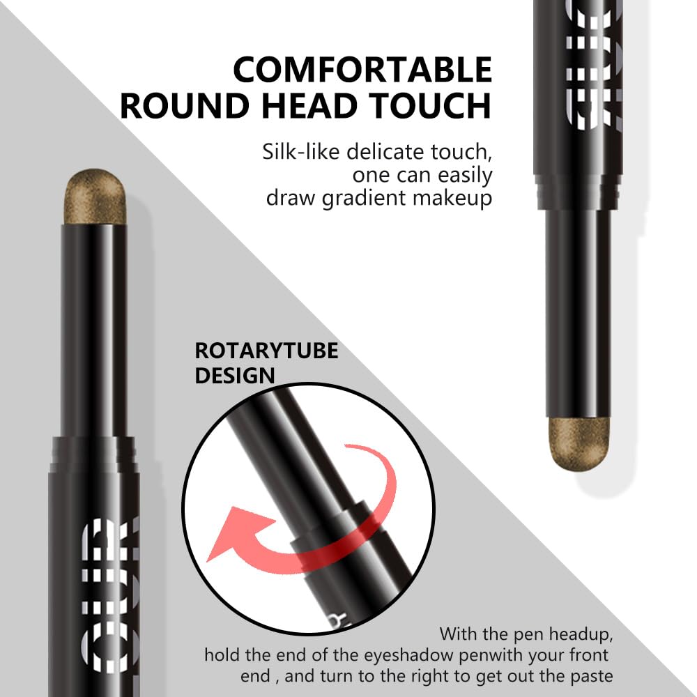 Khaki Shimmer Cream Eye Shadow Stick Makeup for Women, Khaki Green Shimmer Matte Eye Shadow Brightener Stick for Eyes, Waterproof Eyeshadow Pencil Applicator Blendable for Eye Highlight 13