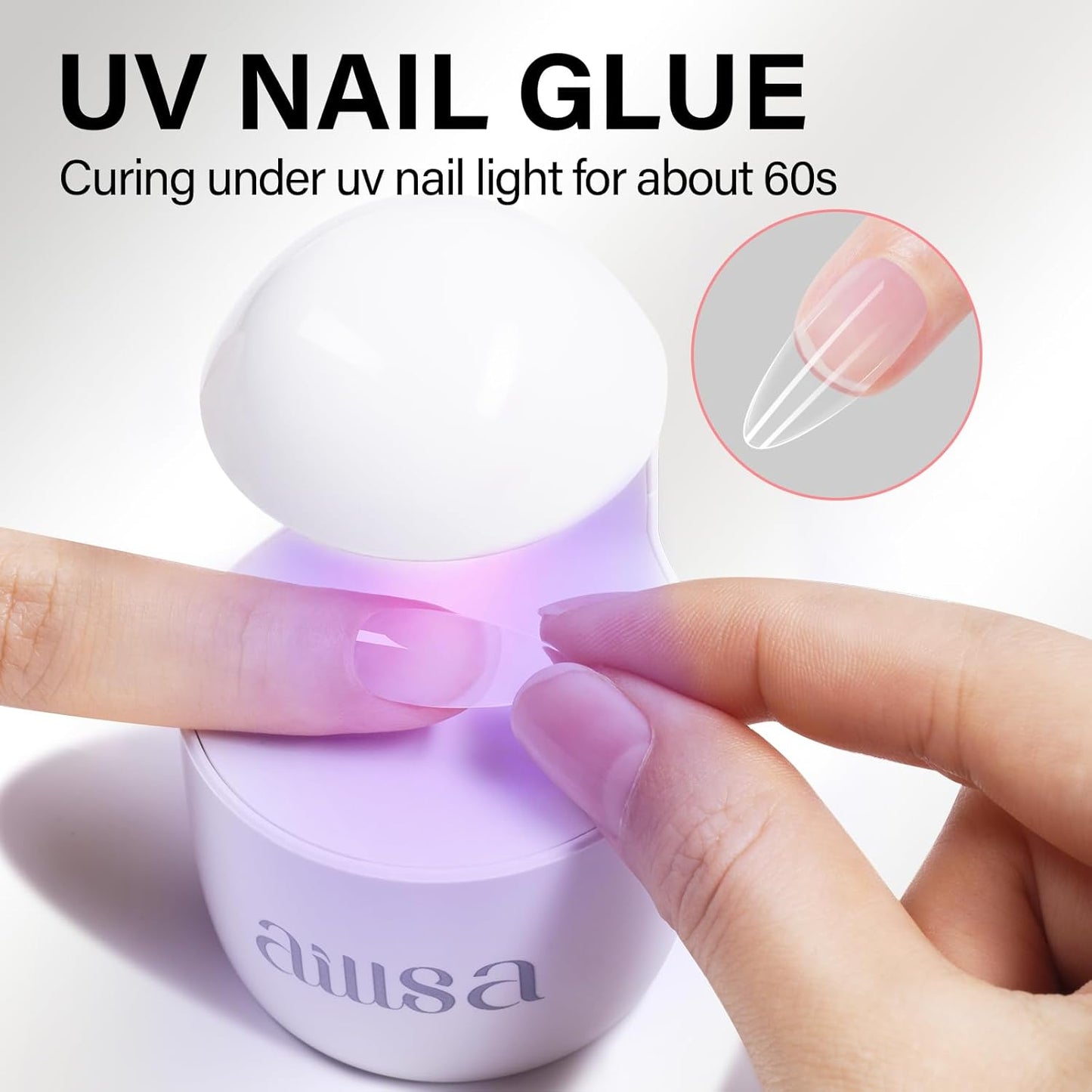 AILLSA Nail Gel Glue 2PCS Lamp Curing Needed Super Strong Nails Tip Glues Semi-Solid Professional False Gel Nail Glue for Acrylic Nail Tips Press on Nails