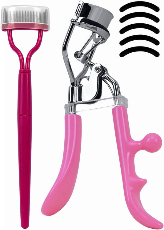 Eyelash Curler and Eyelash Separator Tool, IMMER LIEBEN Eye Lashes Curler with Rubber Replacement Pads Easy to Use for Most Eye Shape 8-Second Long-Lasting Curl Pink