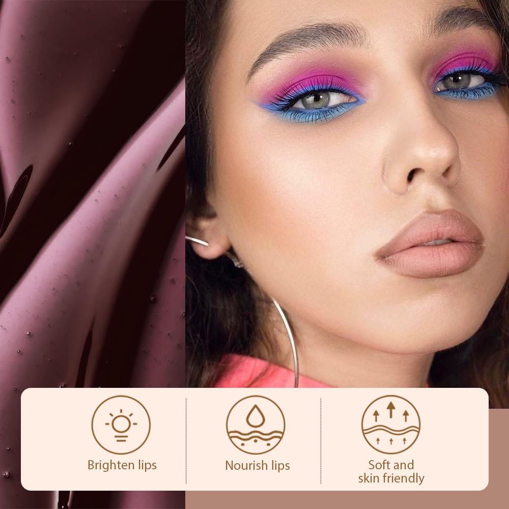 Matte Liquid Lip Stain Peel Off Lip Liner Tattoo - Dark Brown, Waterproof Smudge-Proof Lip Gloss, Long-Lasting Non-Stick Cup Formula, Natural Peel Off Design for All Skin Types 5