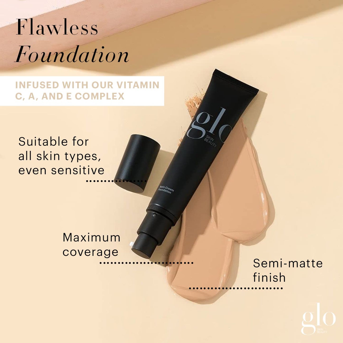 Glo Skin Beauty Satin Cream Foundation Makeup for Face, Natural - Full Coverage, Semi Matte Finish, Conceal Blemishes & Even Skin Tone