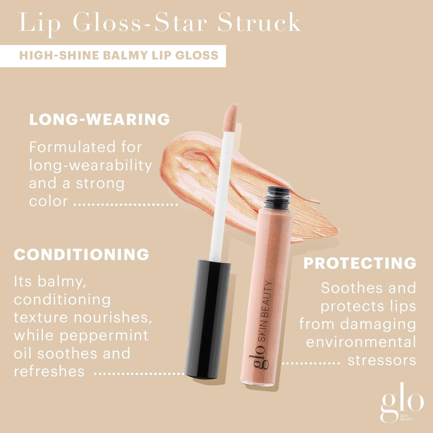 Glo Skin Beauty Lip Gloss in Star Struck - Sheer Brilliant Gold Shimmer - 20 Shades - Non-Sticky - Cruelty Free